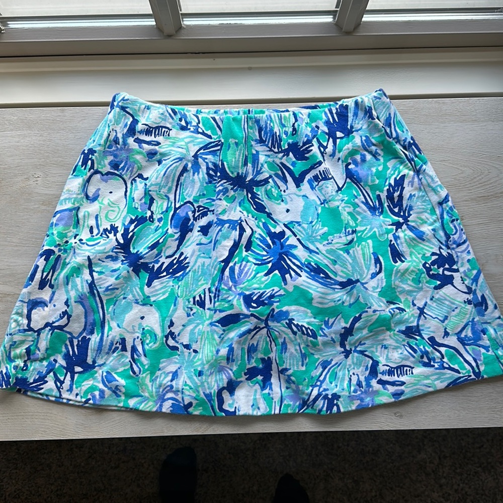 XS Lily Pulitzer tennis/pickleball/beach skirt w/ built-in shorts - blue & teal